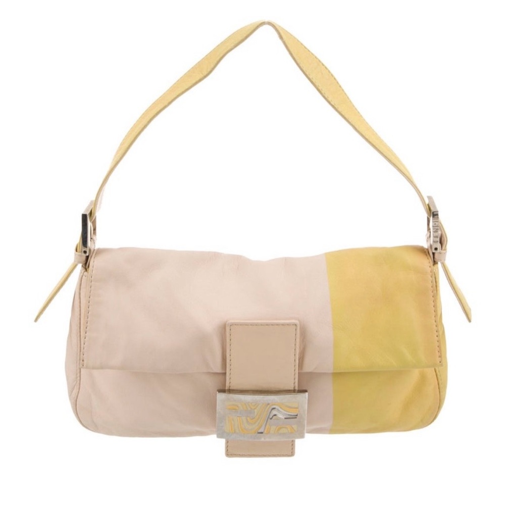 Fendi Baguette Two-Tone Beige and Yellow Shoulder Bag